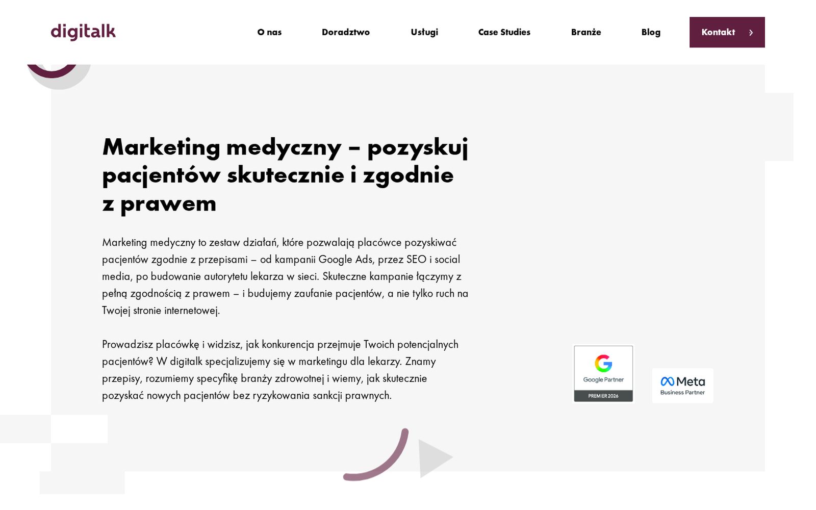 Digitalk, marketing dla healthcare i wellness: strona usługi z opisem kampanii